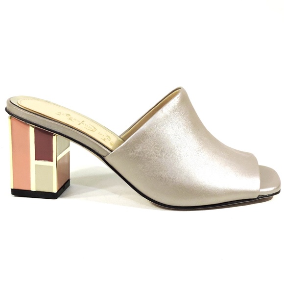 ALESSANDRO DI MARIA 🇮🇹 WOMEN'S BEIGE SOFT LEATHER SUMMER MULES - Picture 4 of 8